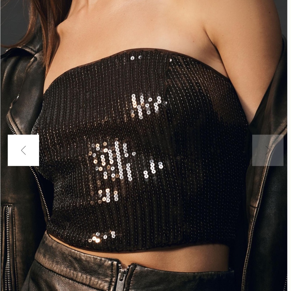 Sequin Strapless Black Top